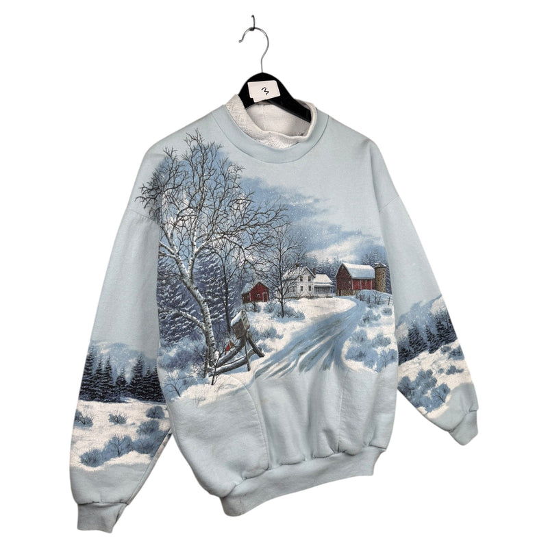 Vintage Winter Snow Scene Farmhouse Graphic Crewneck