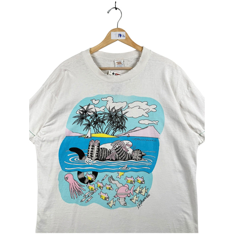 Vintage Hawaii Cat Tropical Beach T-Shirt
