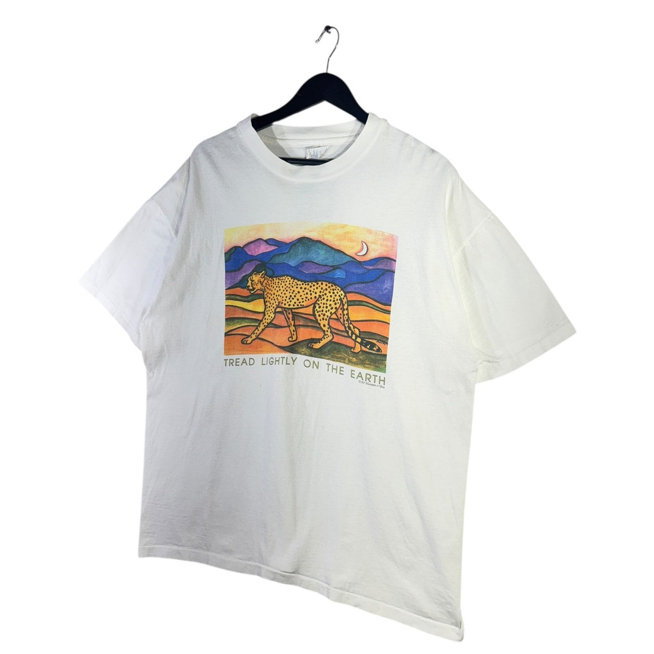 Vintage Human-i-Tees "Tread Lightly On The Earth" Cheetah T-Shirt