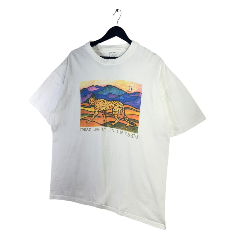 Vintage Human-i-Tees "Tread Lightly On The Earth" Cheetah T-Shirt
