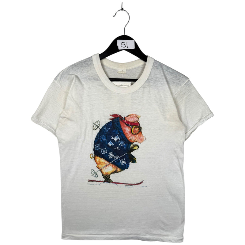 Vintage Skiing Pig T-Shirt