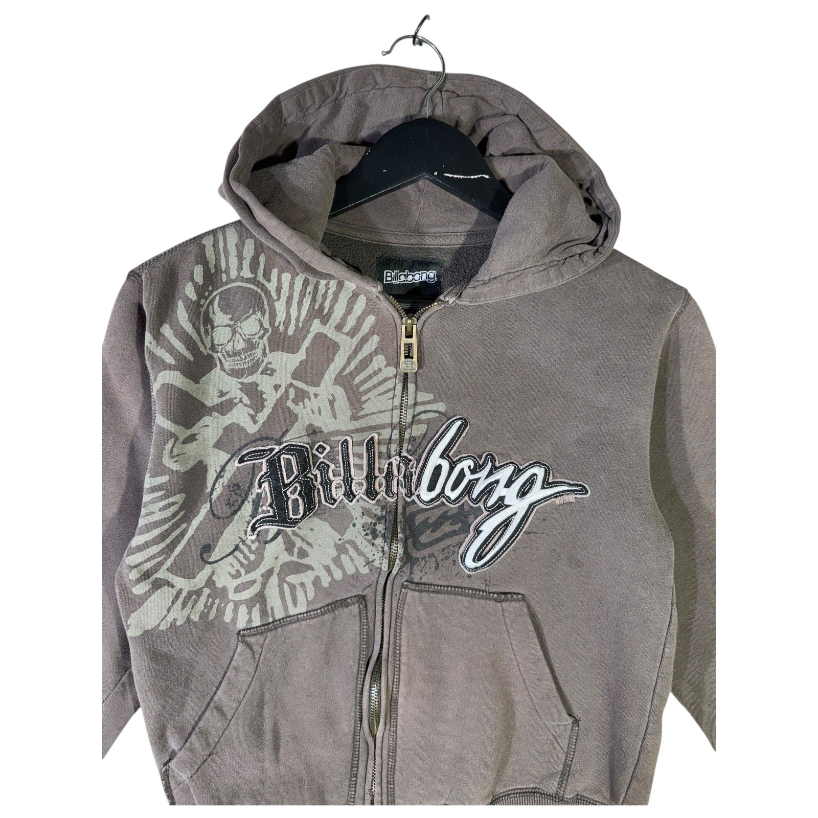 Vintage Billabong Skull Cross Tribal Graphic Full Zip Hoodie