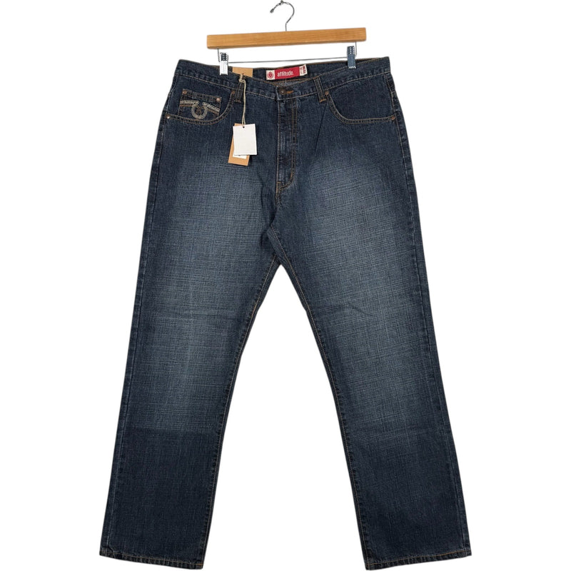 Vintage Attitude Dark Wash Straight Leg Denim Jeans 36x32