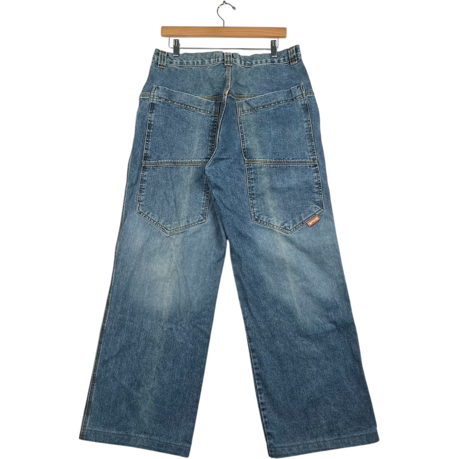 Vintage Lightning Bolt Wide Leg Denim Jeans 34