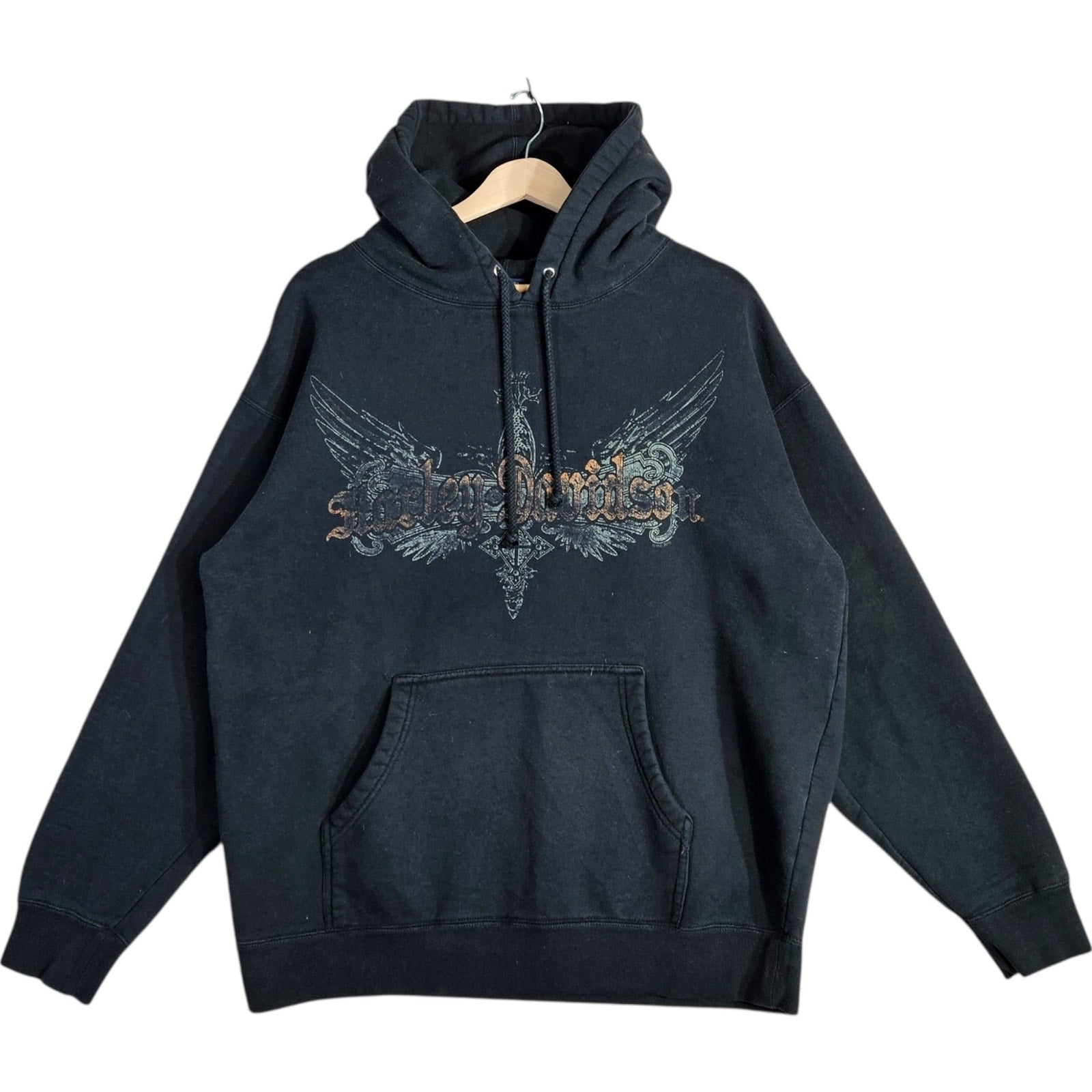 Vintage Harley Davidson Y2K Style Chest Spellout Hoodie