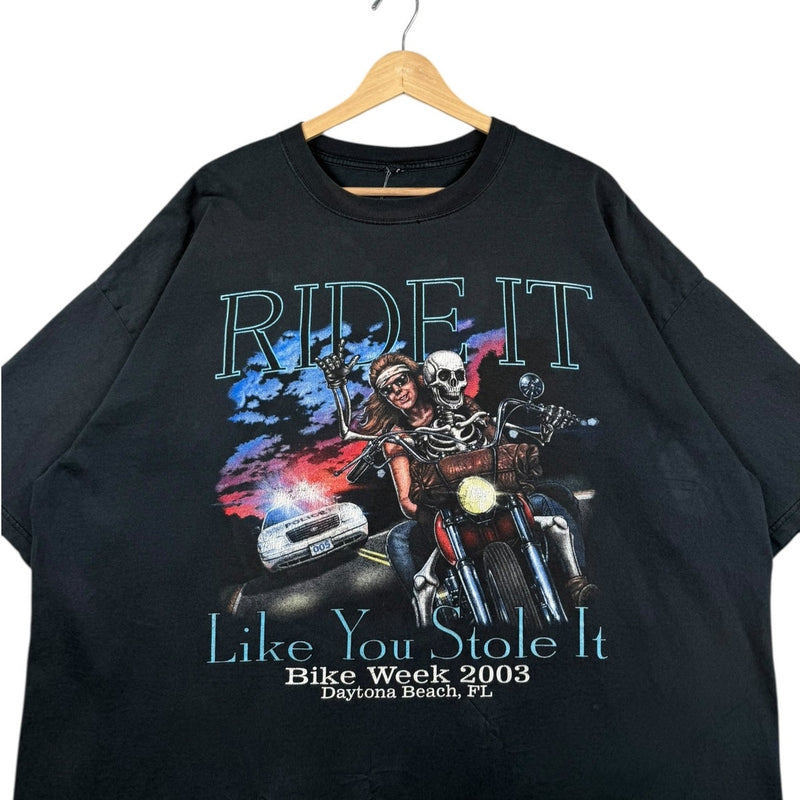 Vintage Bike Week Skeleton Biker Graphic T-Shirt