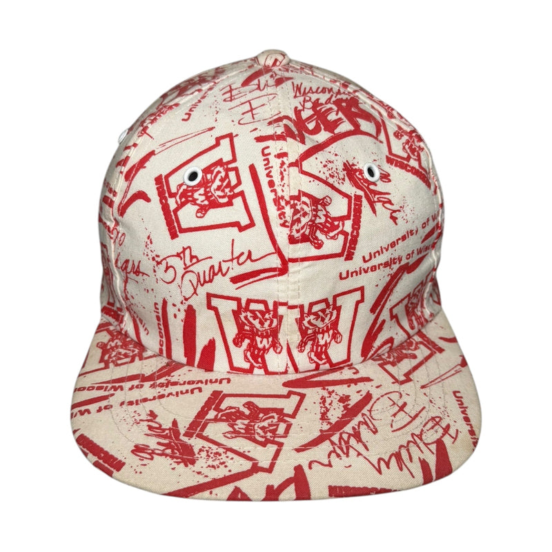 Vintage University Of Wisconsin Badgers AOP Strapback Hat OSFA