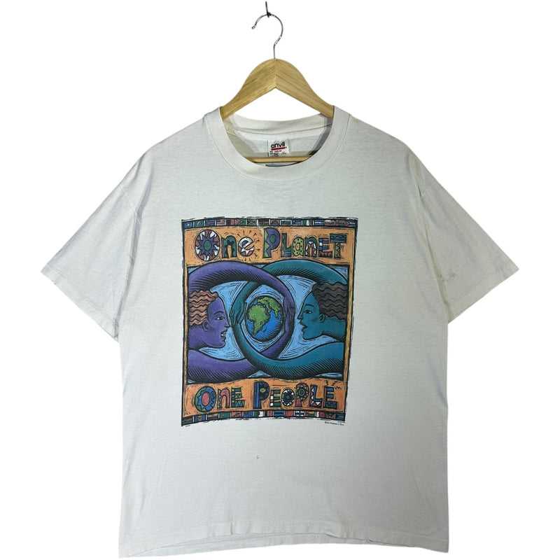Vintage One Planet One People Earth Art T-Shirt