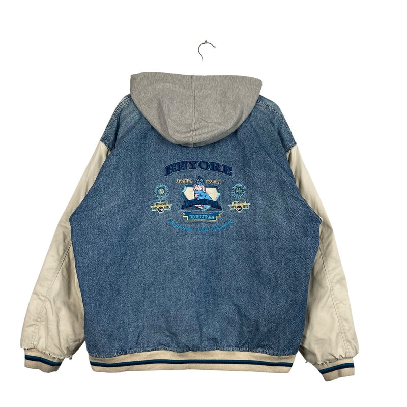 Vintage Disney Eeyore Embroidered Hooded Varsity Jacket