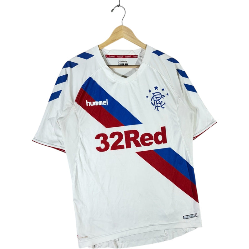 Vintage Hummel Rangers FC 32 Red Spellout Soccer Jersey