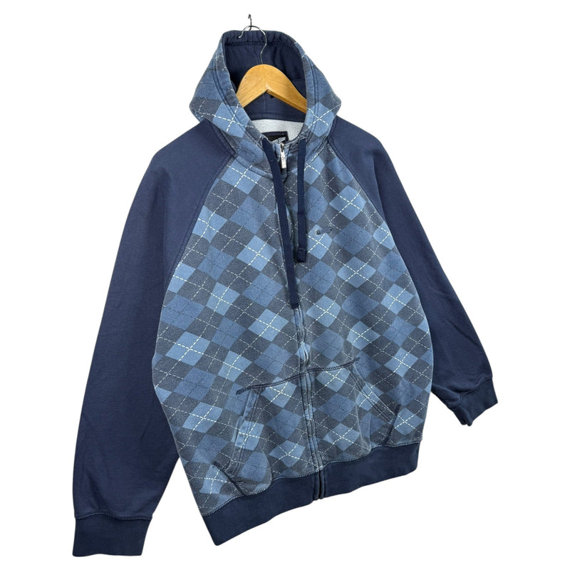 Vintage Argyle Cotton Blend Full Zip Hoodie