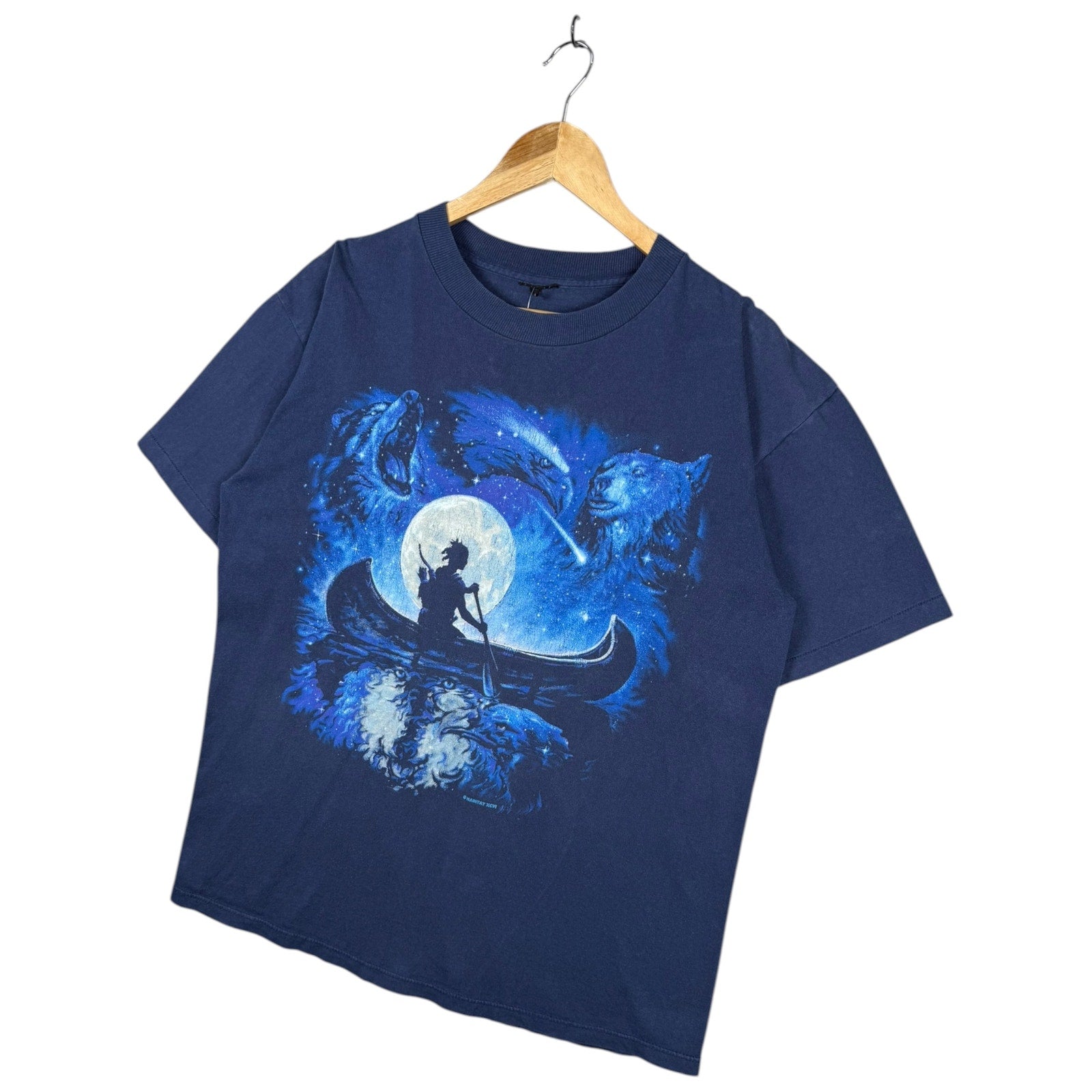 Vintage Spirit Animal Canoe Moon Graphic T-Shirt
