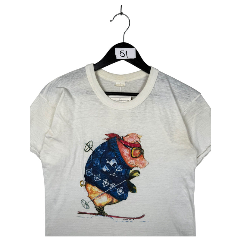 Vintage Skiing Pig T-Shirt