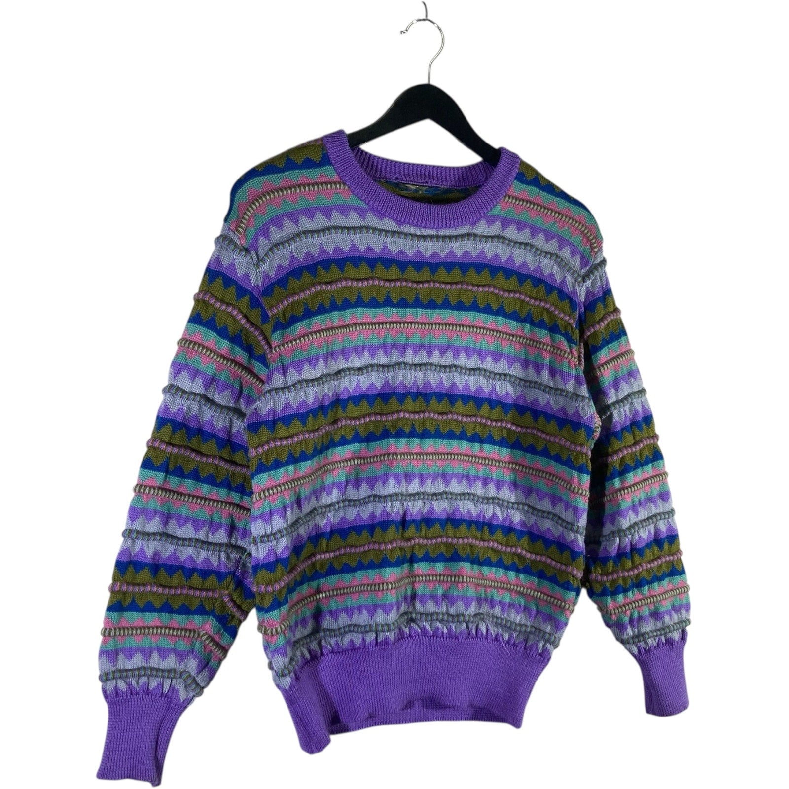Vintage Abstract Striped 3D Knitted Sweater