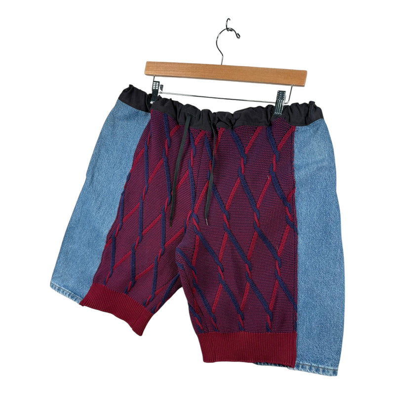 Vintage Mixed Media Drawcord Denim Shorts 41