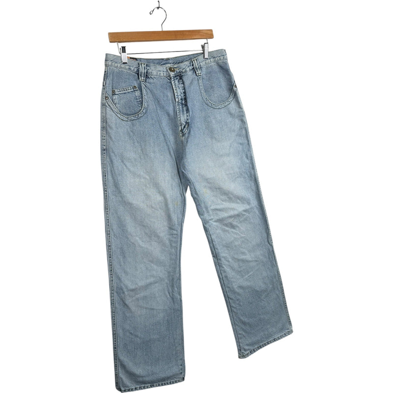 Vintage Denma Straight Leg Light Wash Denim Jeans 34x31.5