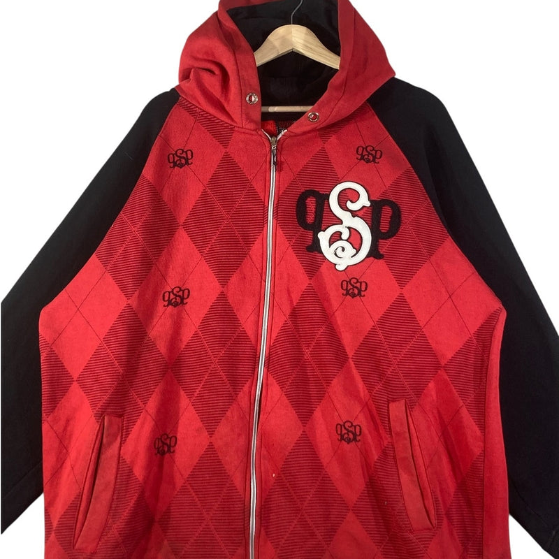 Vintage GSP Argyle Pattern Full Zip Hoodie