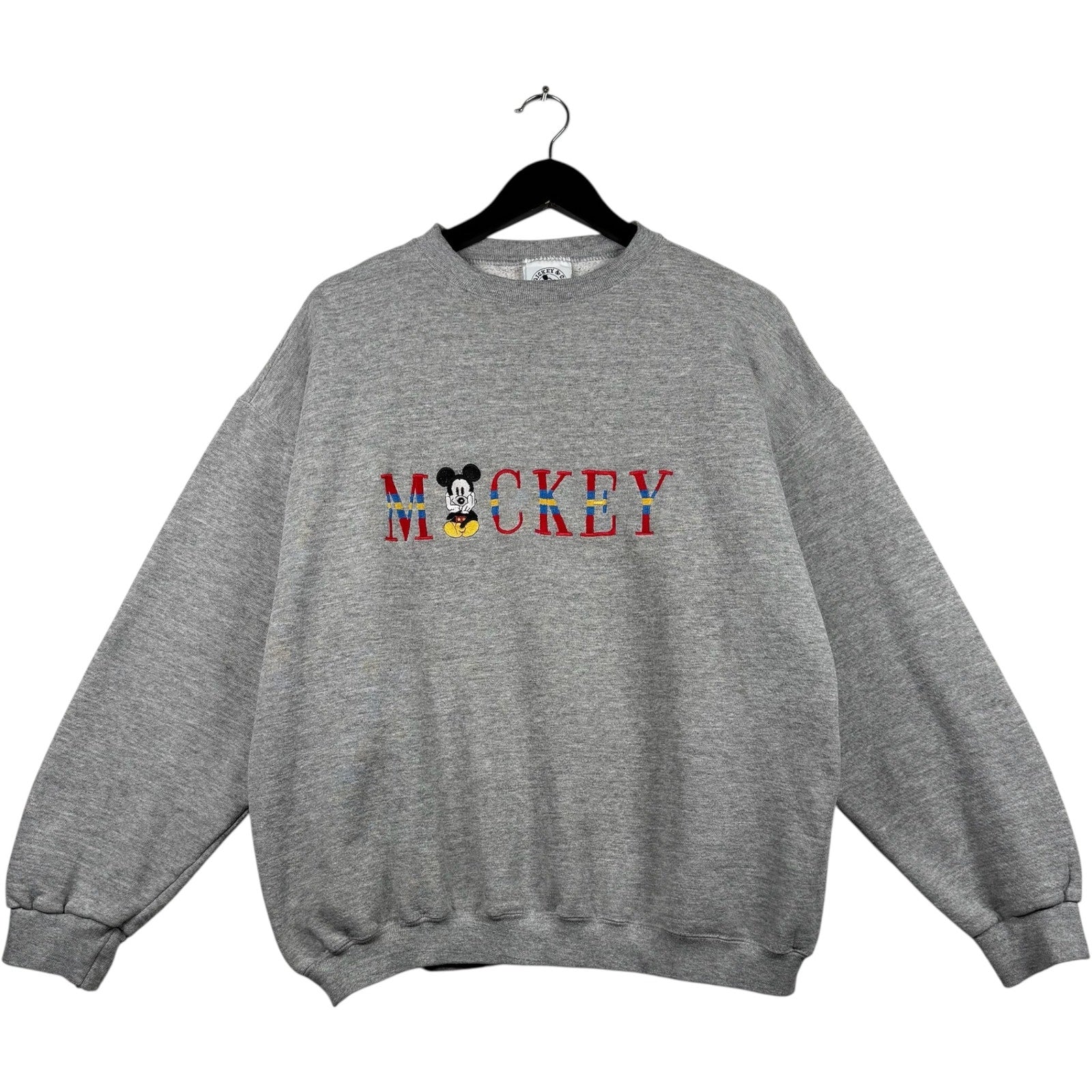 Vintage Mickey Mouse Embroidered Spellout Crewneck