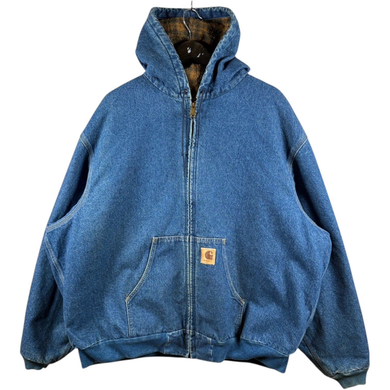 Vintage Carhartt Full Zip Hooded Denim Workwear Jacket