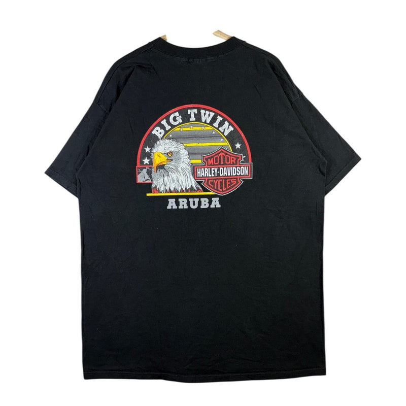 Vintage Harley Davidson Caribbean Map Graphic T-Shirt