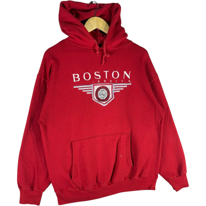 Vintage Boston University Embroidered Spellout Hoodie