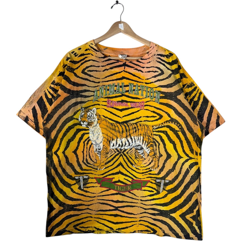 Vintage Animal All Over Print Tiger Graphic T-Shirt