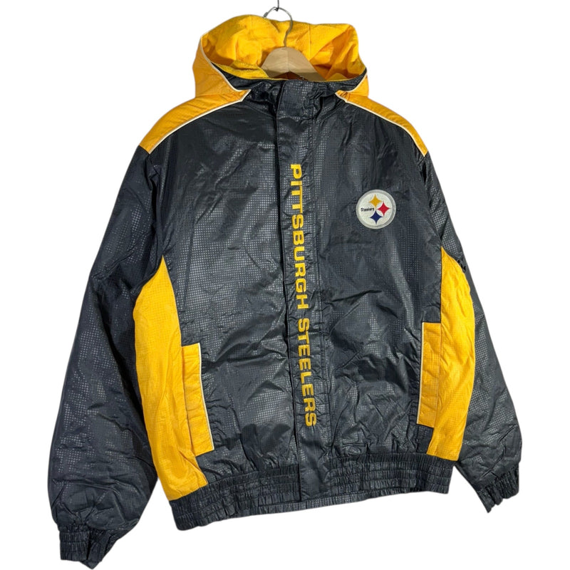 Vintage Pittsburgh Steelers Logo Hooded NFL Puffer Jacket