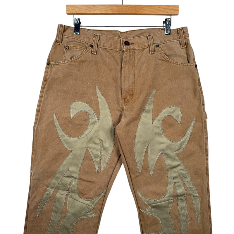 Vintage Dickies Tribal Flame Patchwork Carpenter Pants 34