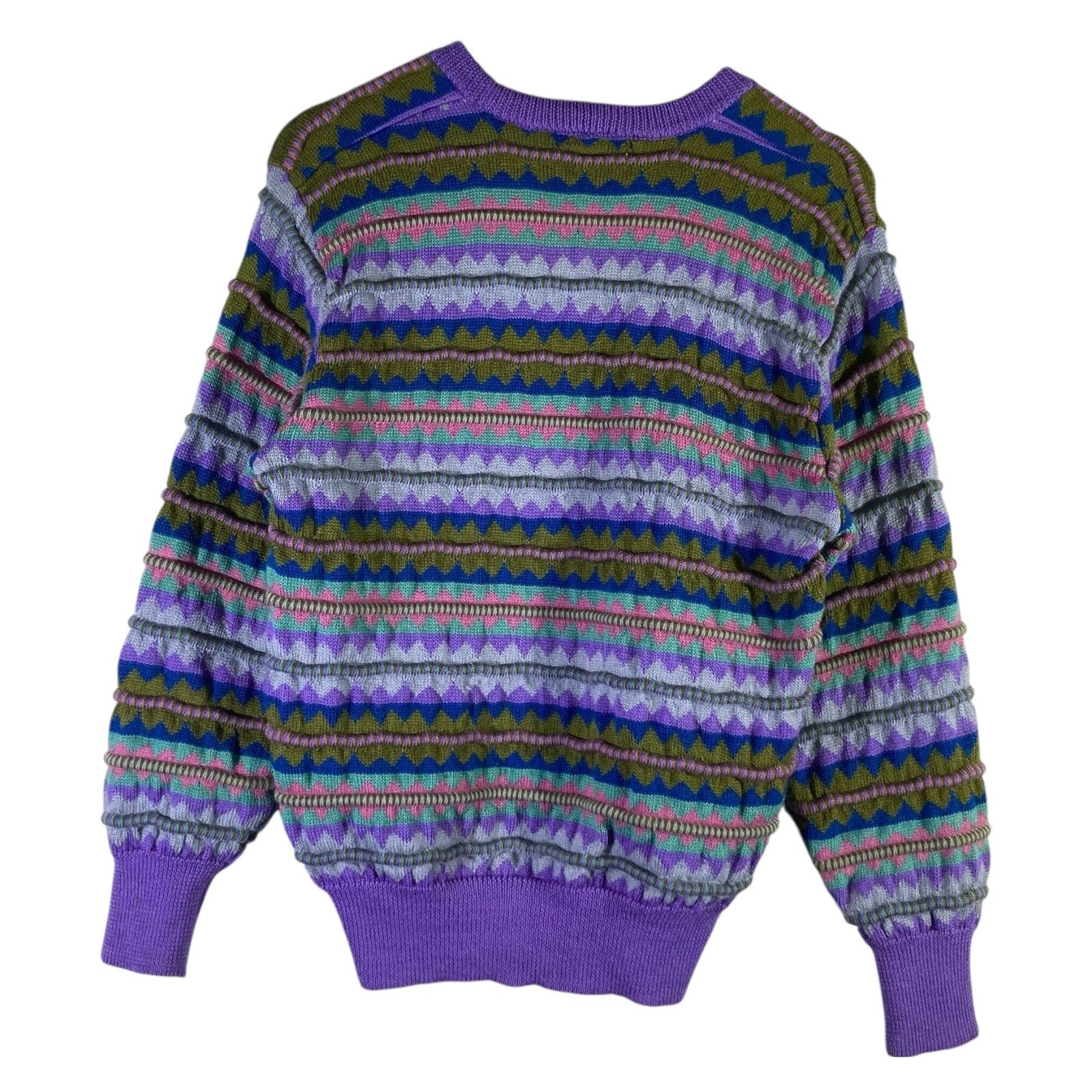 Vintage Abstract Striped 3D Knitted Sweater