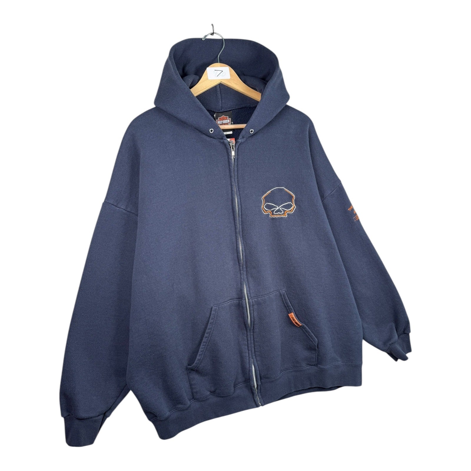 Vintage Harley Davidson Skull Full Zip Hoodie