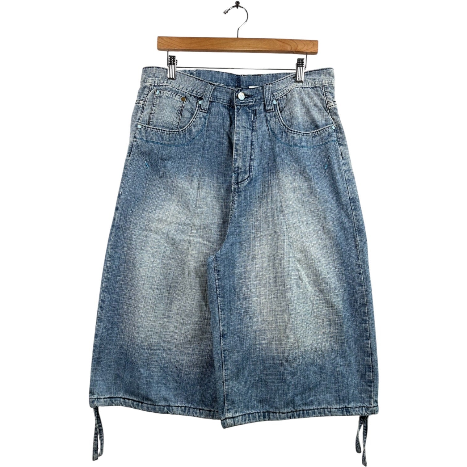 Vintage Side Drawstring Denim Shorts