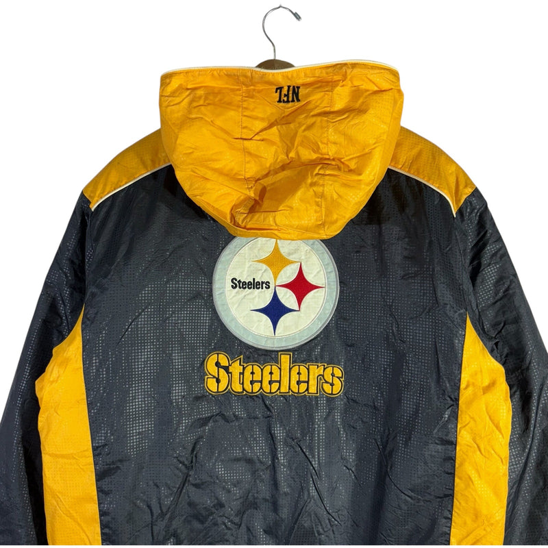 Vintage Pittsburgh Steelers Logo Hooded NFL Puffer Jacket