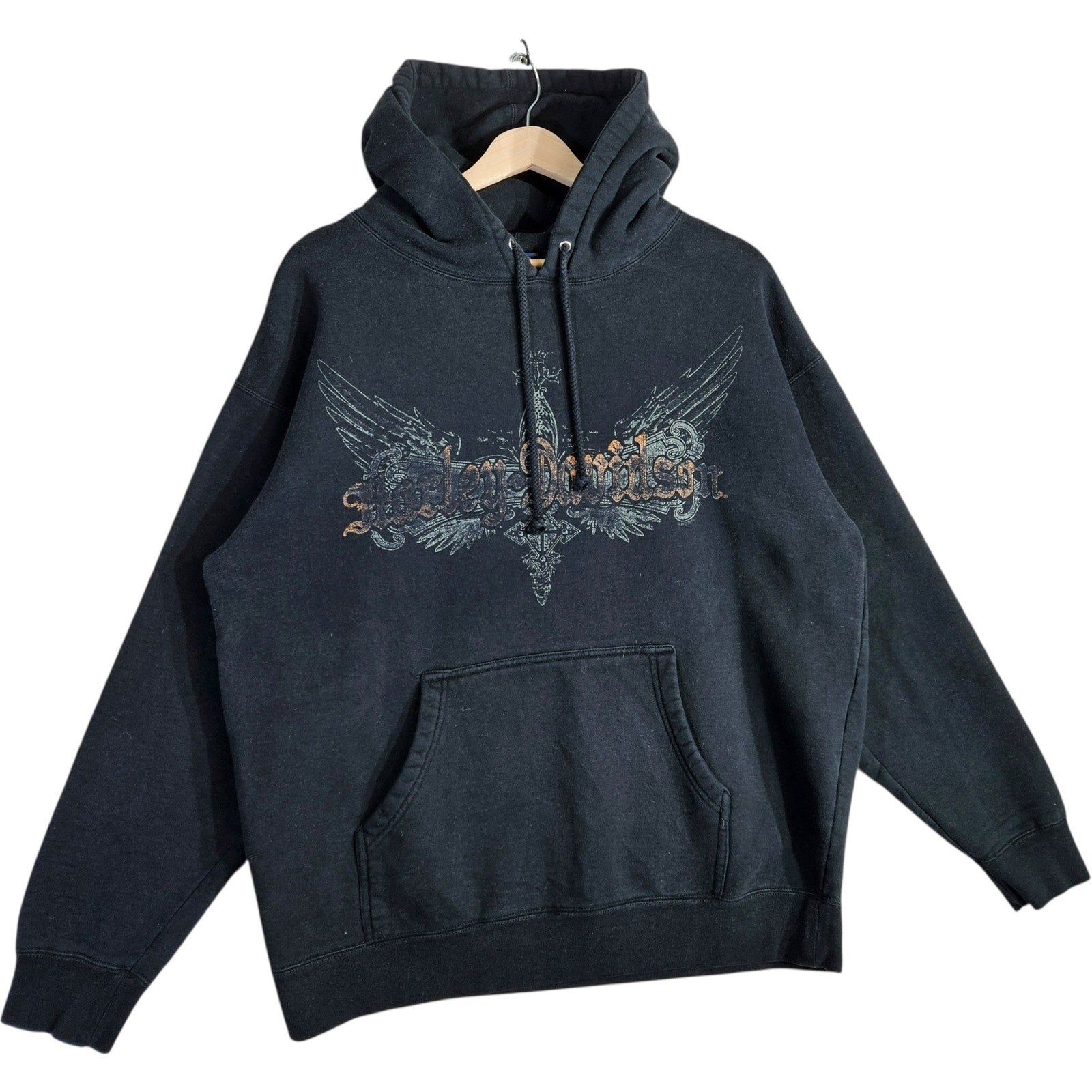 Vintage Harley Davidson Y2K Style Chest Spellout Hoodie