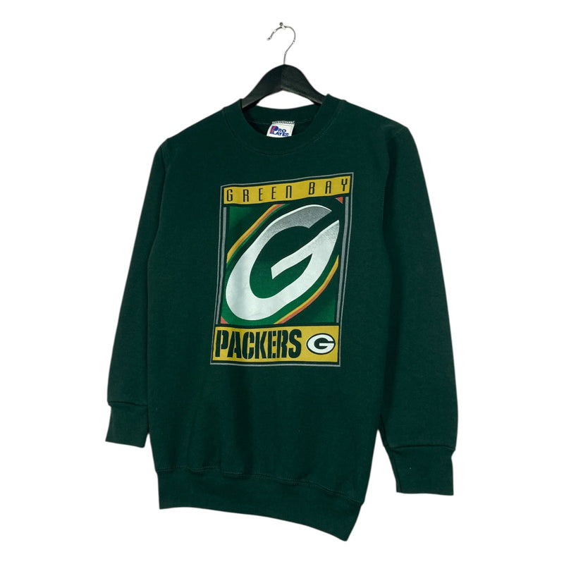 Vintage Youth Green Bay Packers Logo Spellout NFL Crewneck