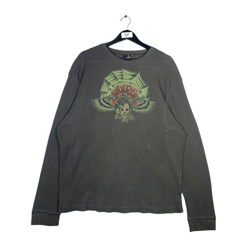 Vintage Vans Skull Graphic Waffle Knit Long Sleeve T-Shirt