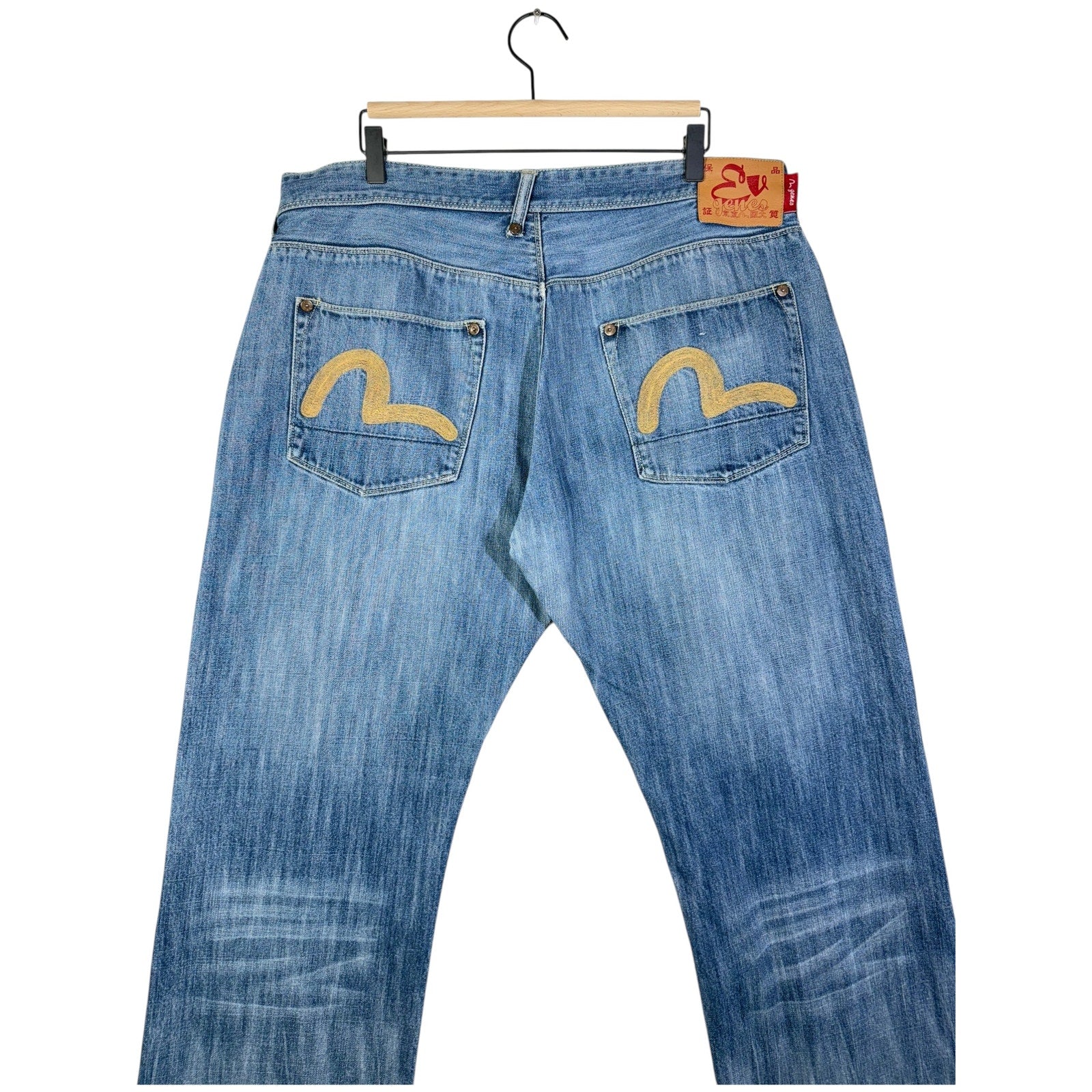 Vintage Straight Leg Distressed Denim Jeans