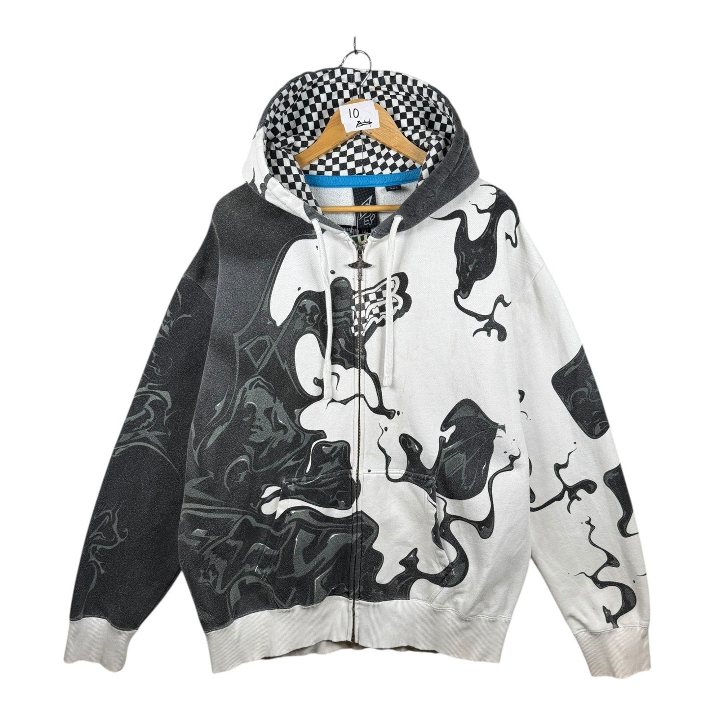 Vintage Split Abstract Graphic Full Zip Hoodie