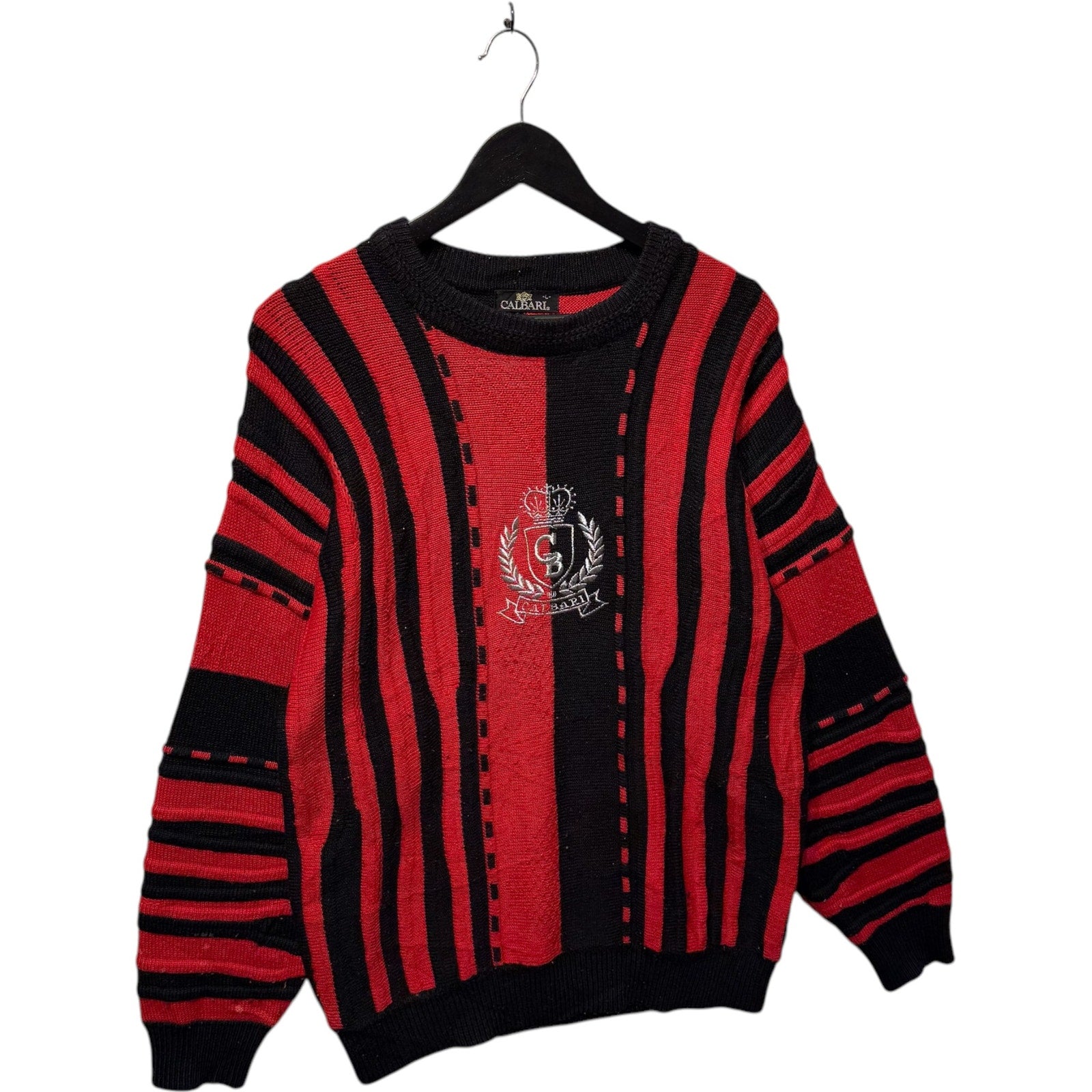 Vintage Calbari 3D Patterned Crest Embroidered Sweater