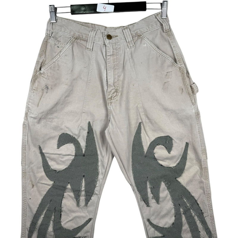 Vintage Carhartt Tribal Flame Patchwork Carpenter Pants 30