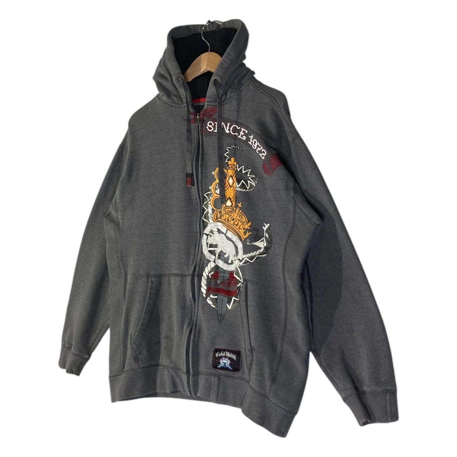 Vintage Ecko Unltd Since 1972 Crown Dagger Crest Full Zip Hoodie