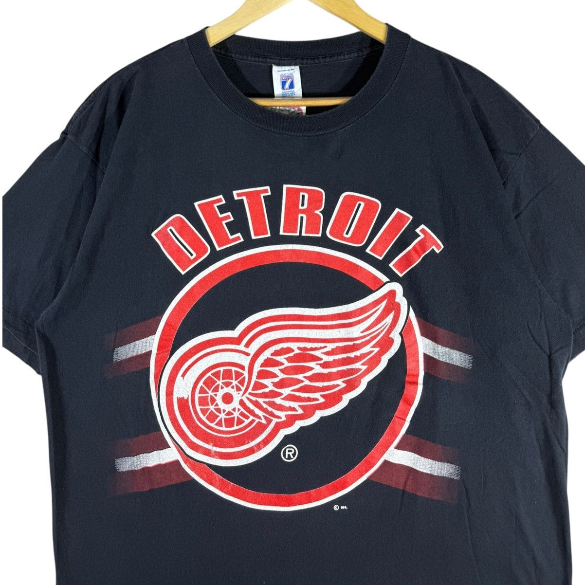 Vintage Logo 7 Detroit Red Wings Logo NHL T-Shirt 90s