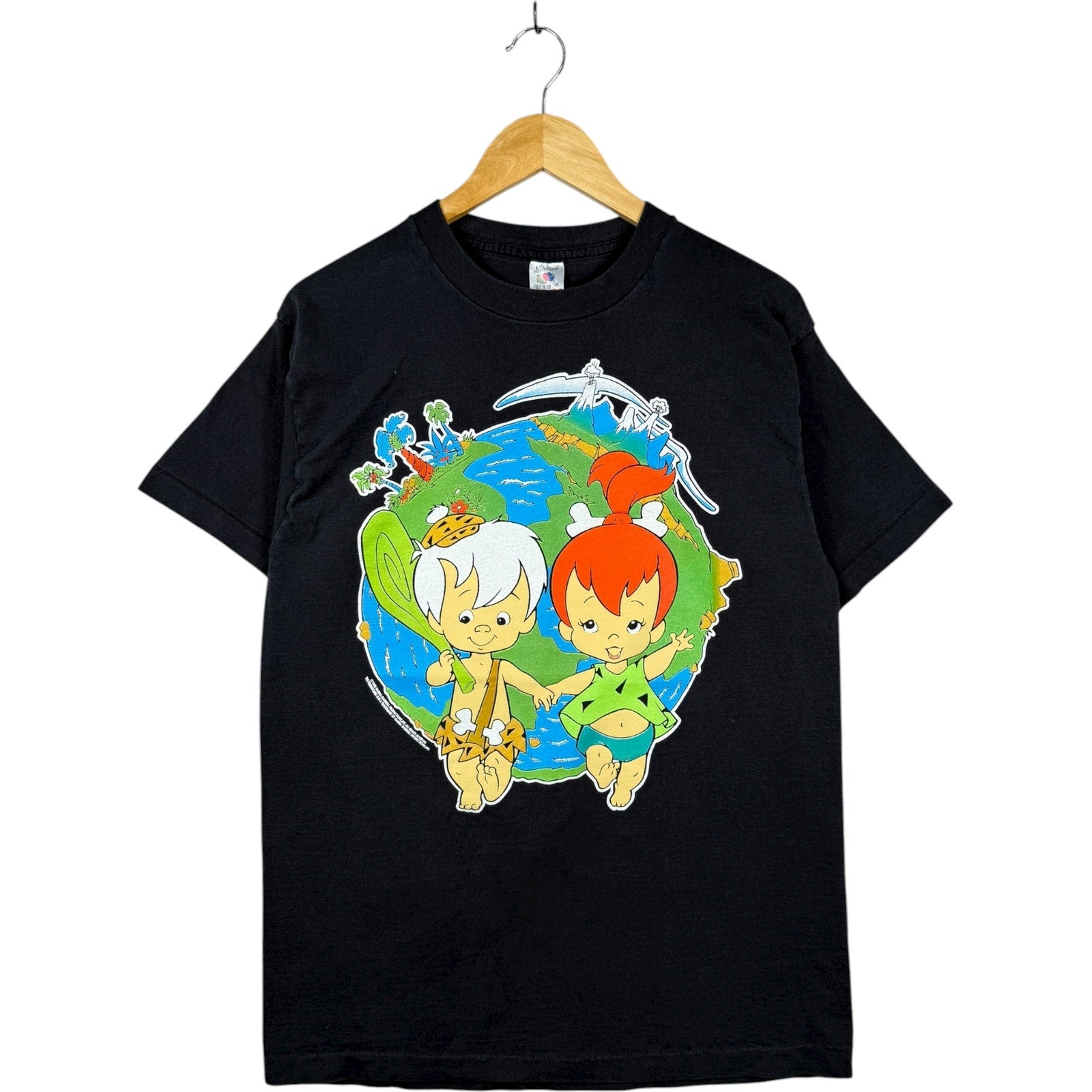 Vintage Pebbles & Bamm-Bamm Cartoon Graphic T-Shirt