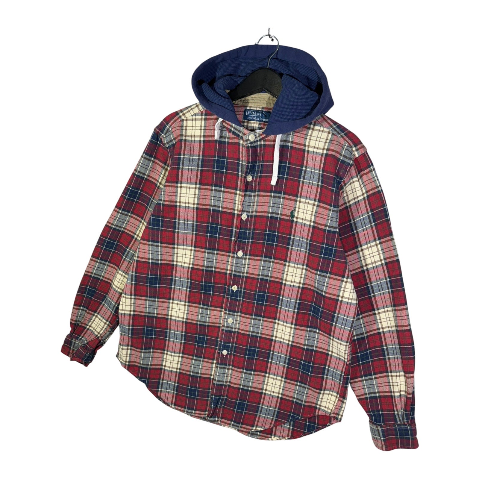 Vintage Polo Ralph Lauren Plaid Flannel Hooded Shirt Shacket Jacket