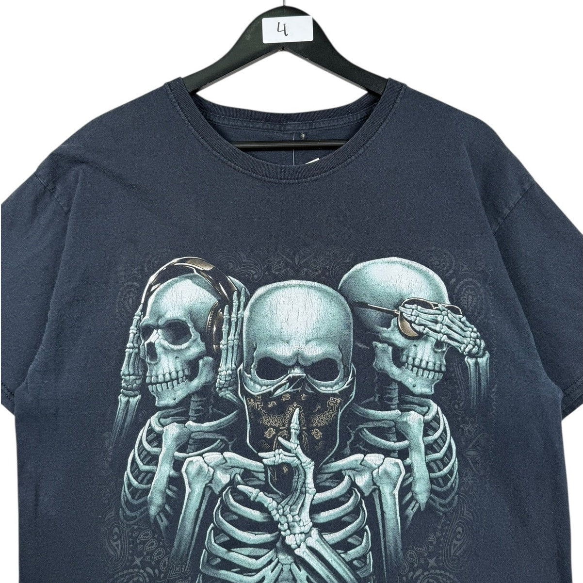 Vintage Skeletons See No Evil Graphic T-Shirt