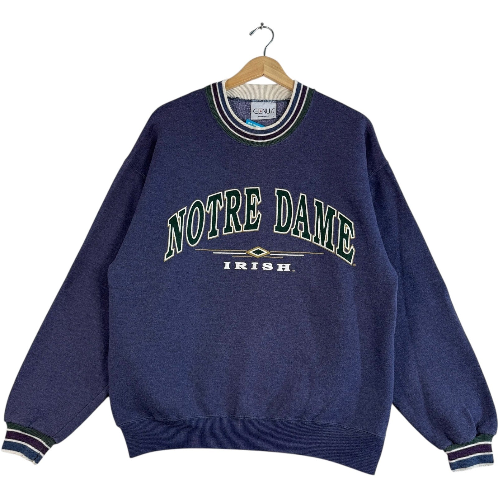 Vintage University Of Notre Dame Irish Arch Spellout Crewneck