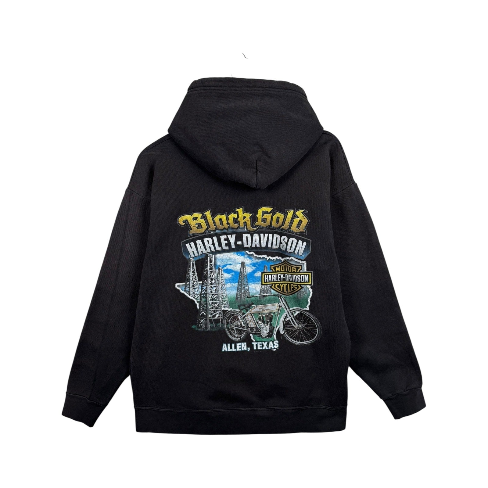 Vintage Harley Davidson Black Gold Pullover Hoodie