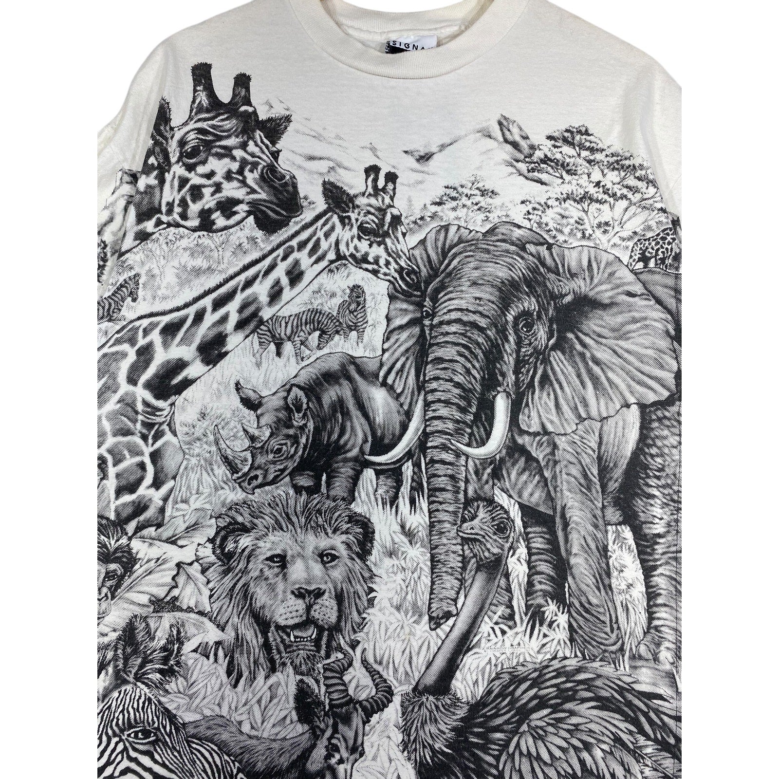 Vintage Wild Animals Allover Print T-Shirt