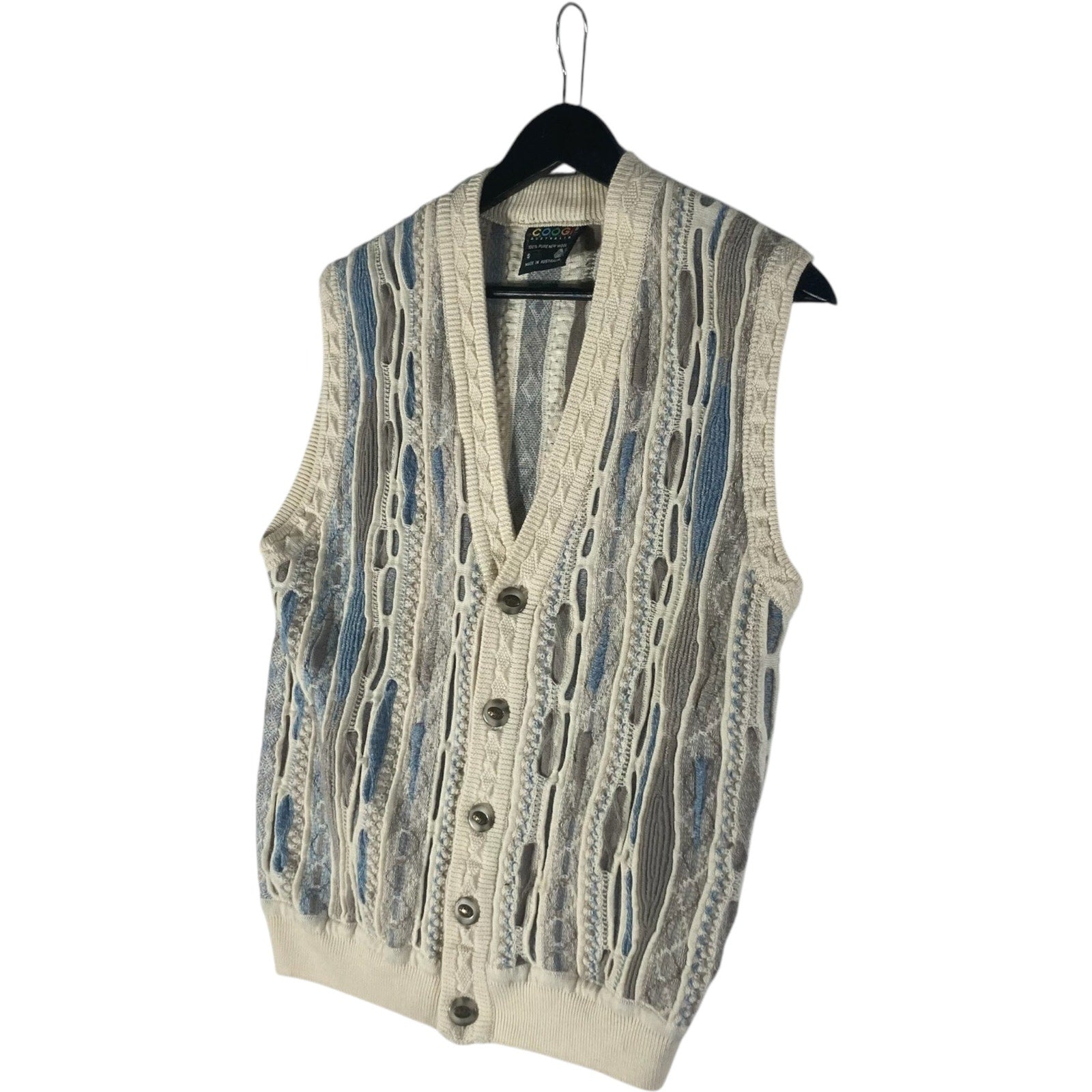 Vintage Coogi 3D Patterned Button Wool Sweater Vest