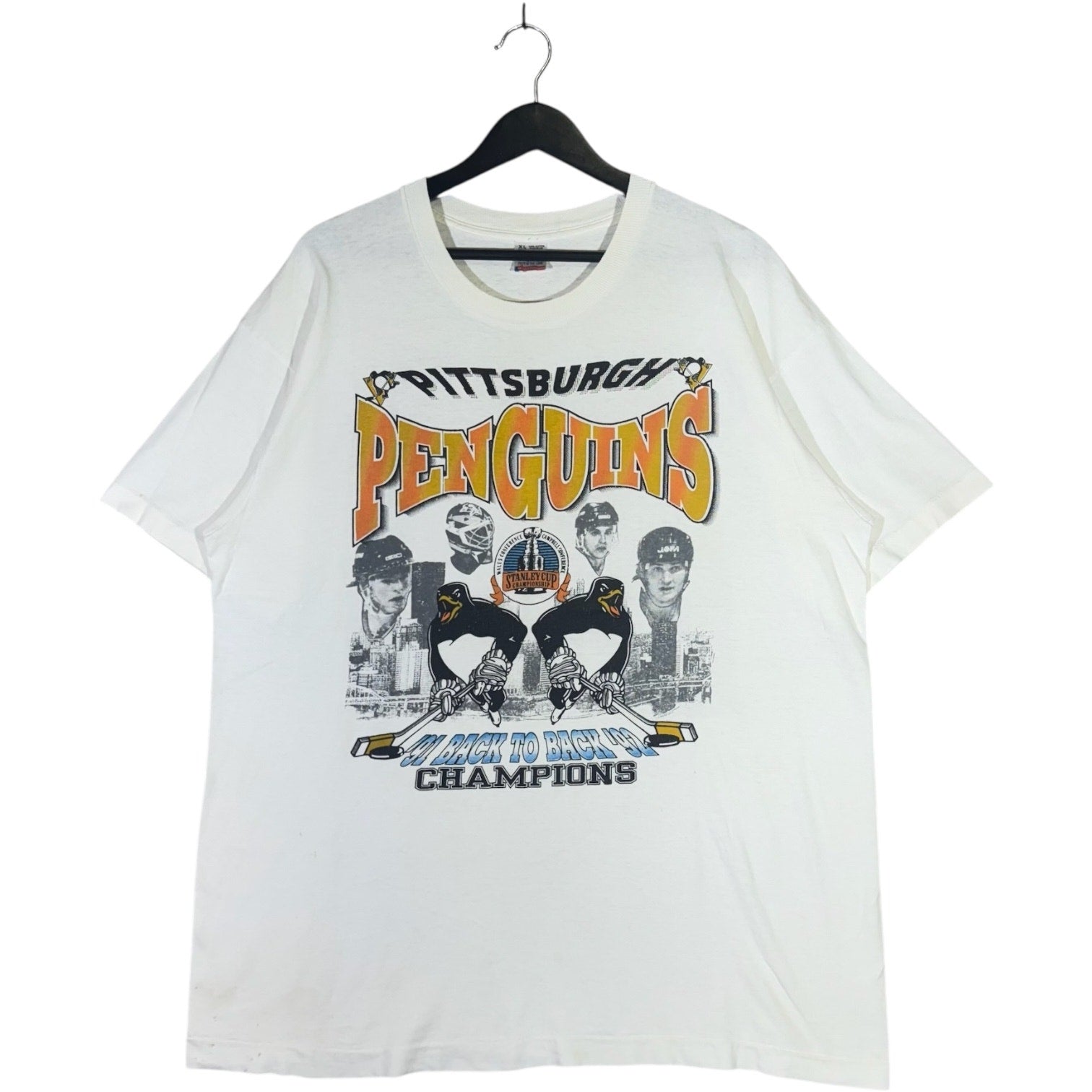 Vintage Pittsburgh Penguins Back to Back Champs Tee 1992