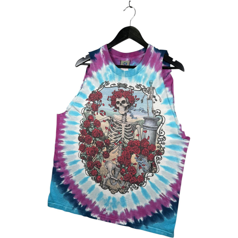 Vintage Skeleton Roses Graphic Tie Dye Tank Top